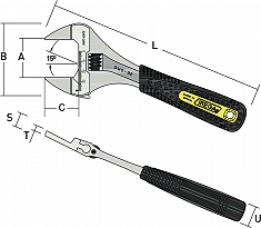 Размеры разводного ключа с тонкими губками Irega ErgoTop SWO 99XS-6"